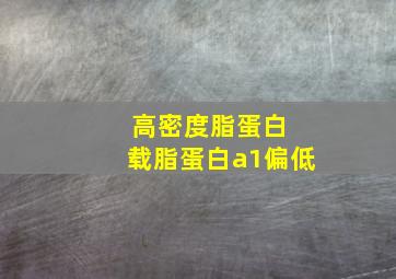 高密度脂蛋白 载脂蛋白a1偏低